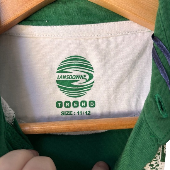 Lansdowne Ireland Kids Green & White Striped Rugby Polo – Sz 11/12 (NWT) - Picture 5 of 11
